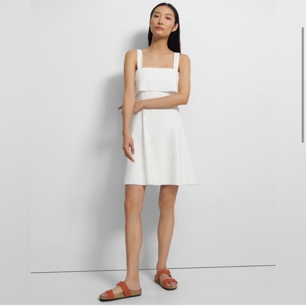 Theory Linen Blend  Drape-Back Dress
